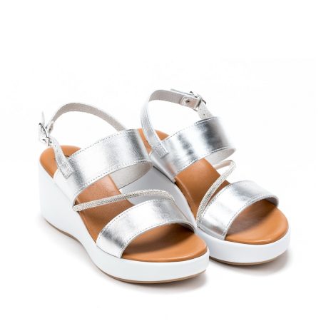 Ženske kožne sandale Once-36687 sive na platformu